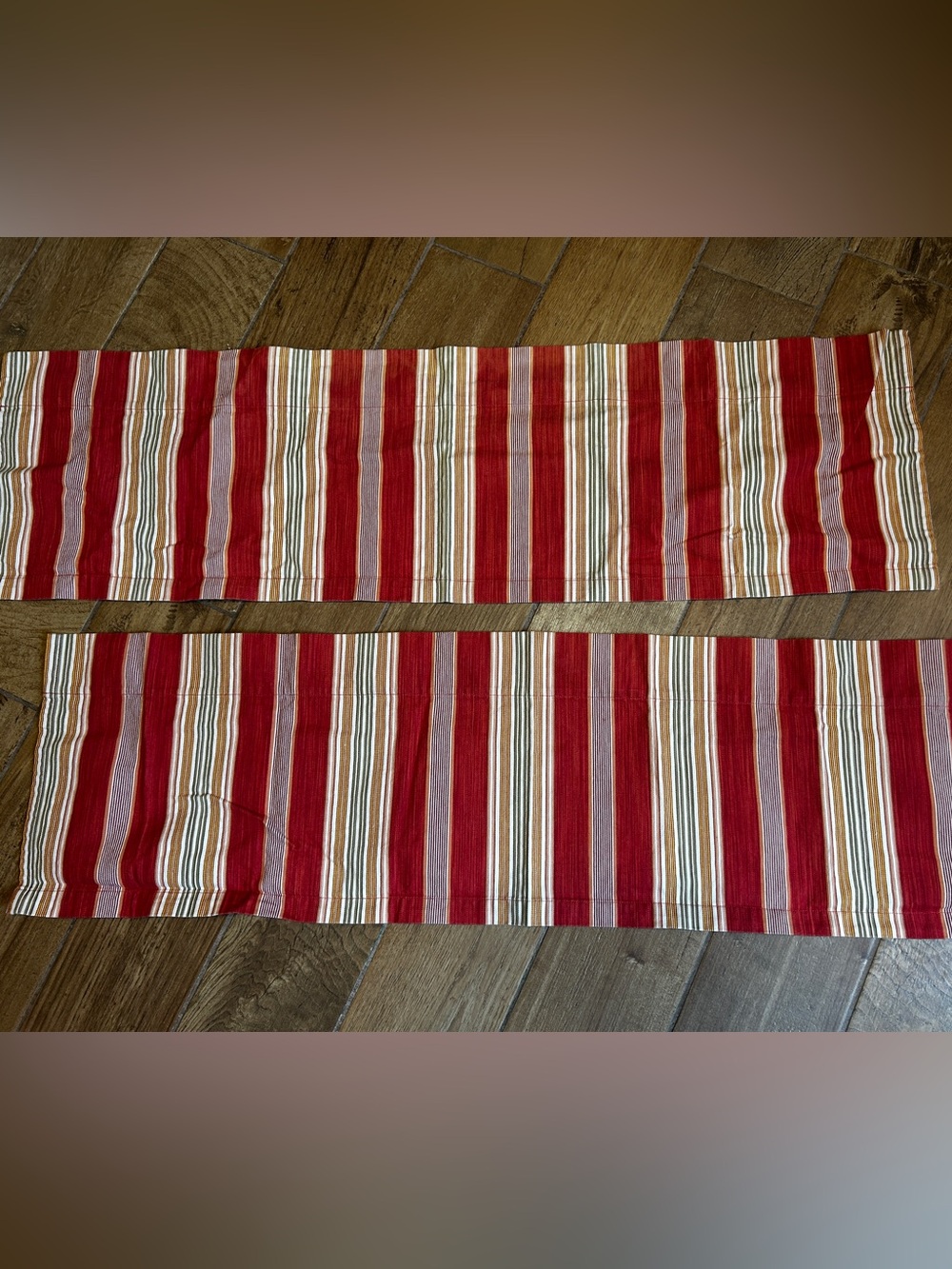 Pottery Barn striped Red and Cream Window Valances